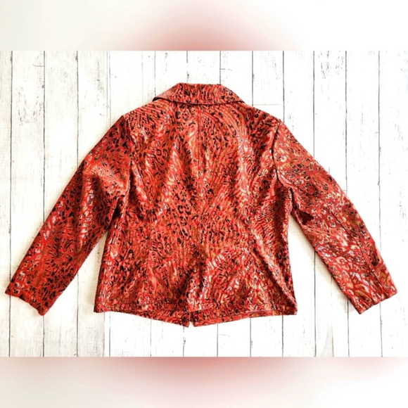 Vintage RARE Company Collection Burnt Orange Leopard Metallic Blazer Jacket 10P - Picture 3 of 10